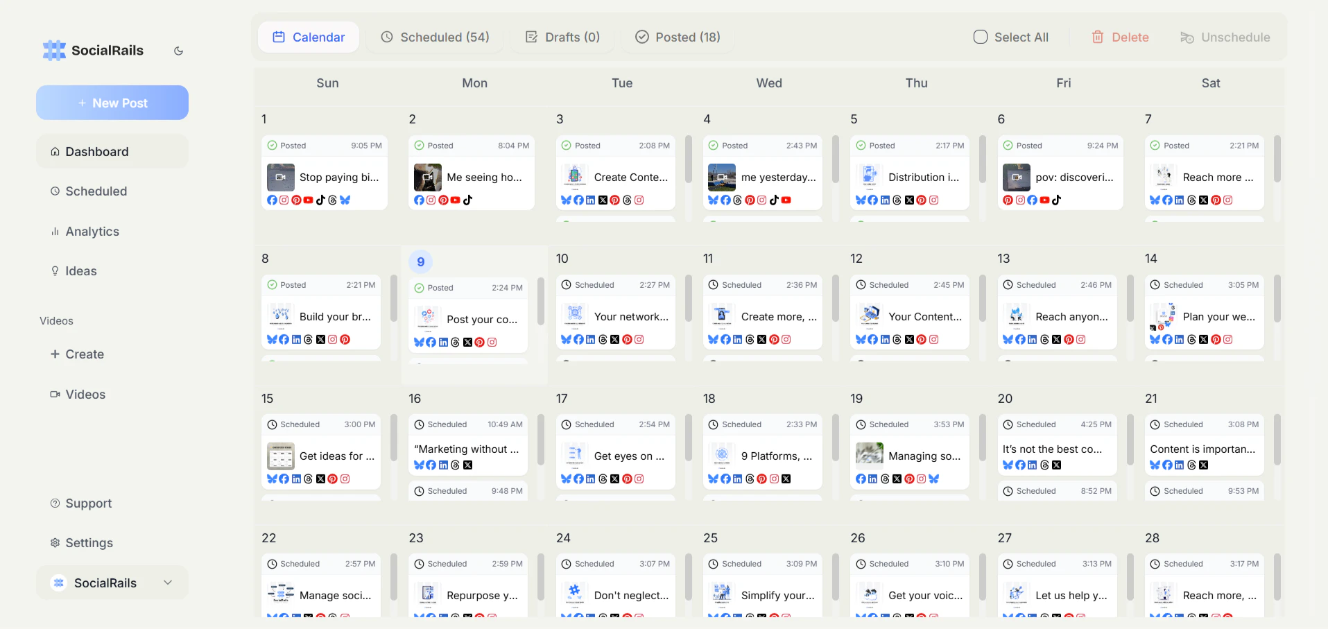 Socialrails product interface overview