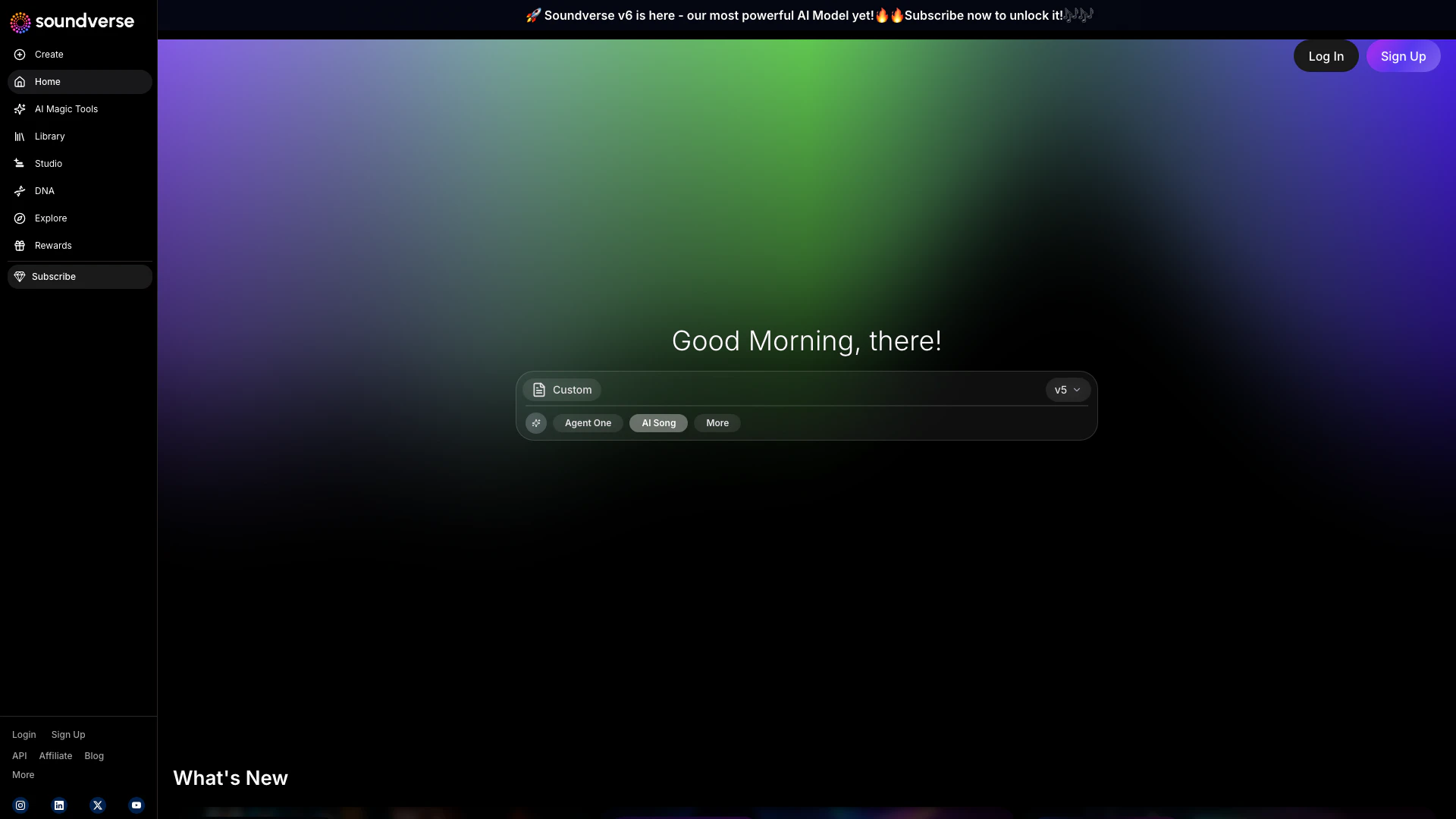 Soundverse Ai website screenshot showing Soundverse AI provides a free AI music g... interface and features