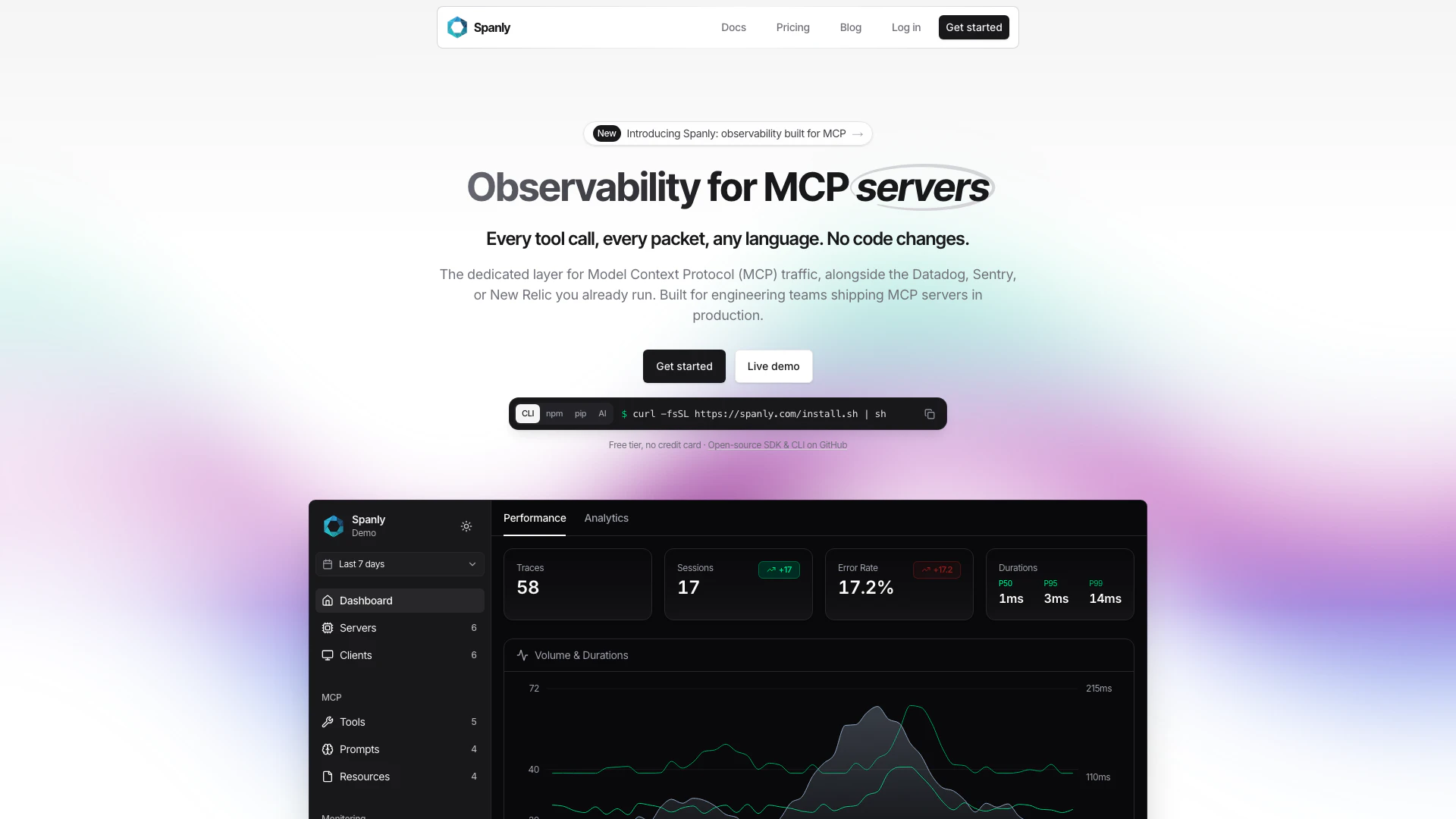 Spanly website screenshot showing Spanly provides observability for Model ... interface and features