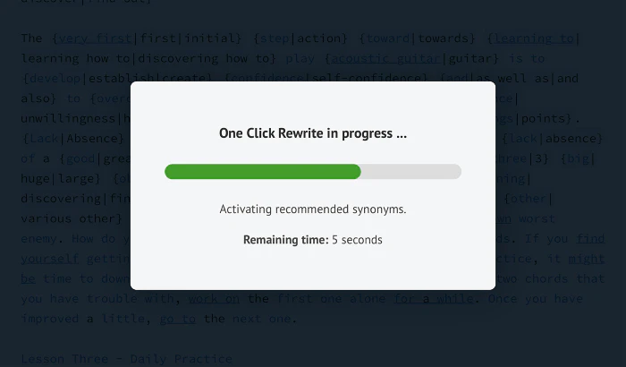Spin Rewriter Step 2: One-Click Rewrite feature