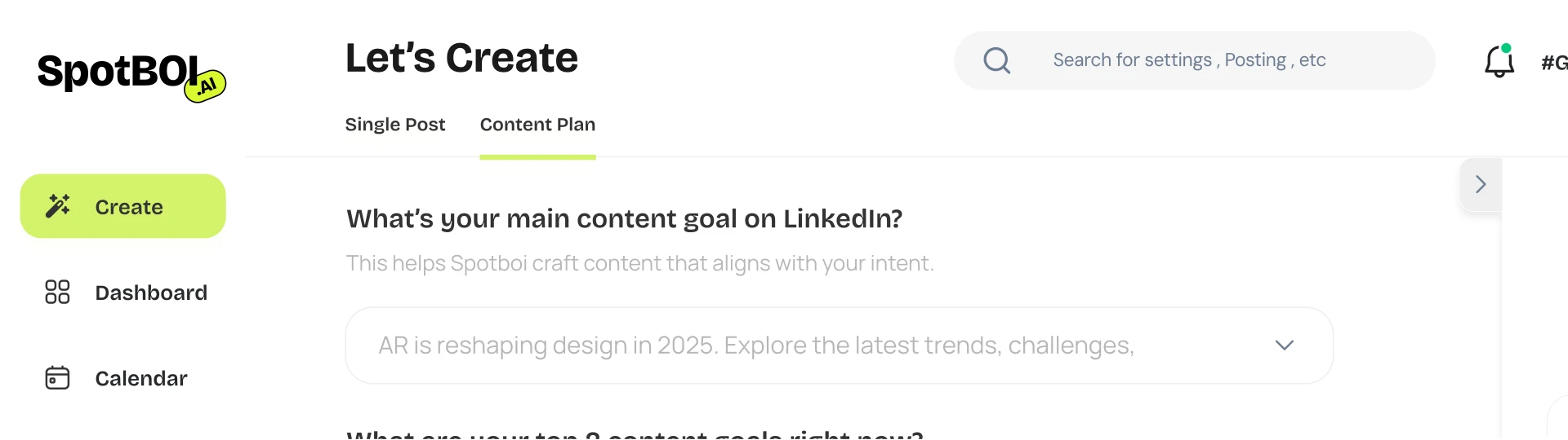 Spotboiai content suggestion feature