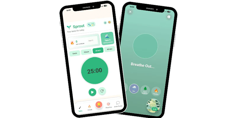 Sproutapp focus timer interface