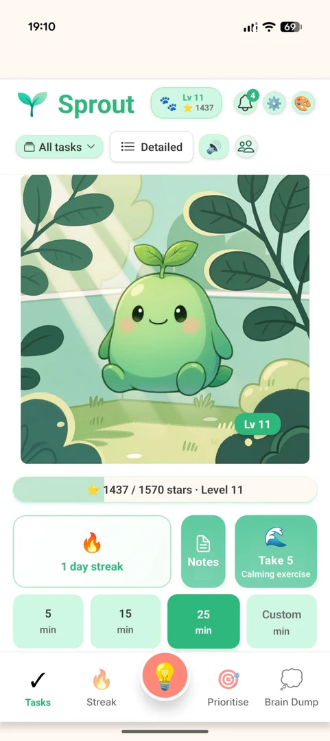 Sproutapp main interface showcasing task management