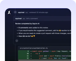 Squireai code review interface overview