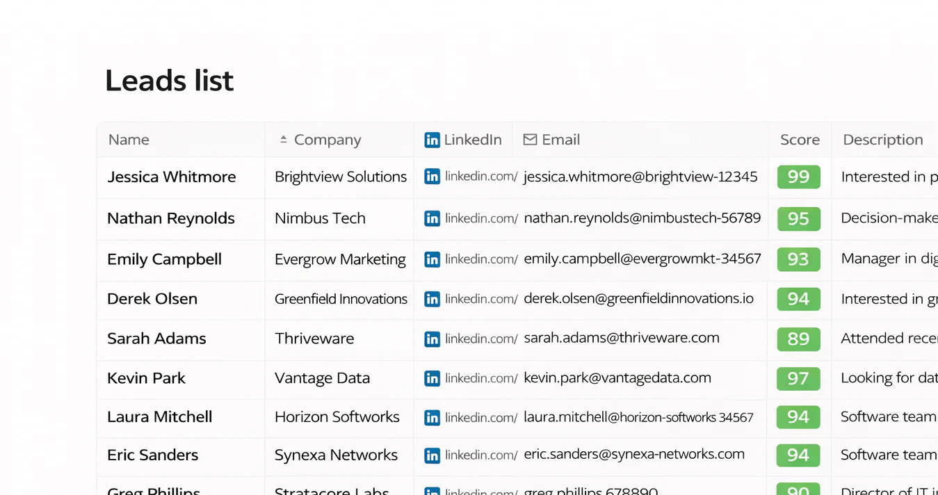 Starnus operation interface for lead finding