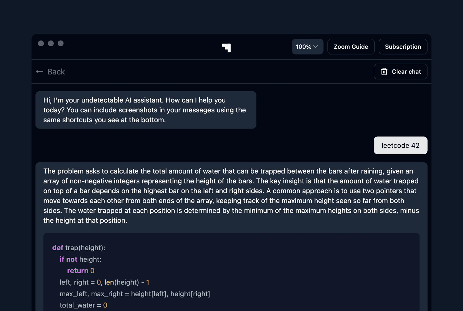 Stealthinterviewai user scenario image showing built-in chat