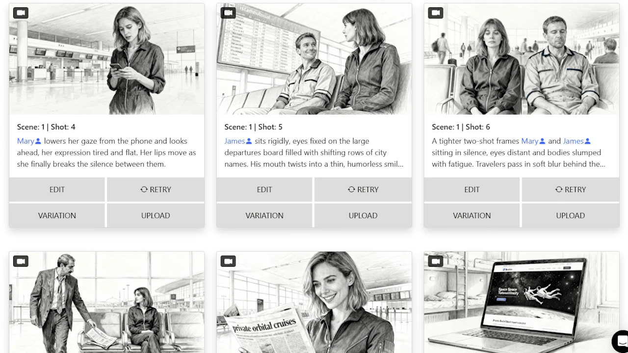 Storyboarder.ai instant storyboard creation