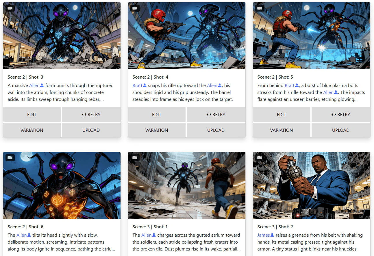 Storyboarder.ai product overview with storyboards