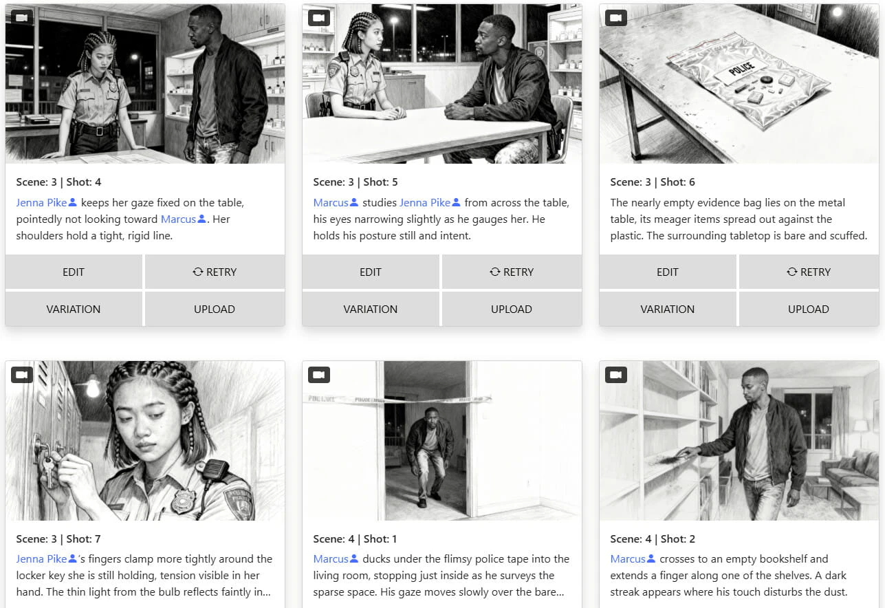 Storyboarder.ai storyboard example with detailed visuals