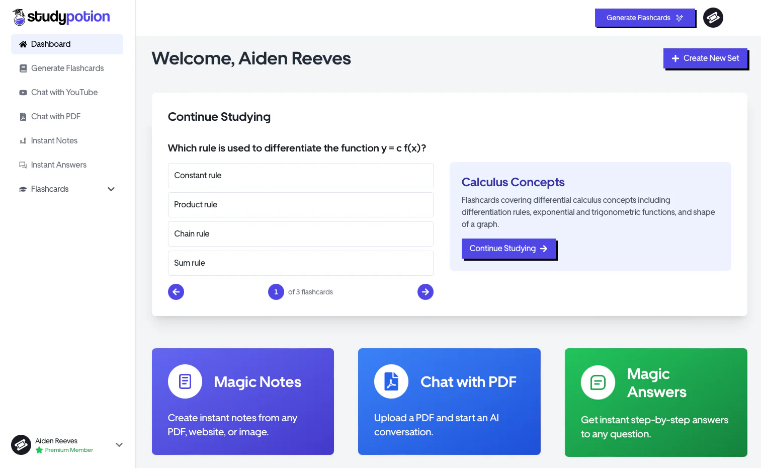 Study Potion AI product overview