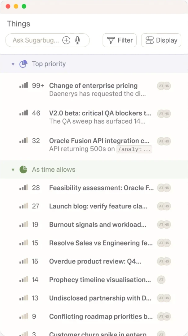Sugarbugai product overview with tasks list view