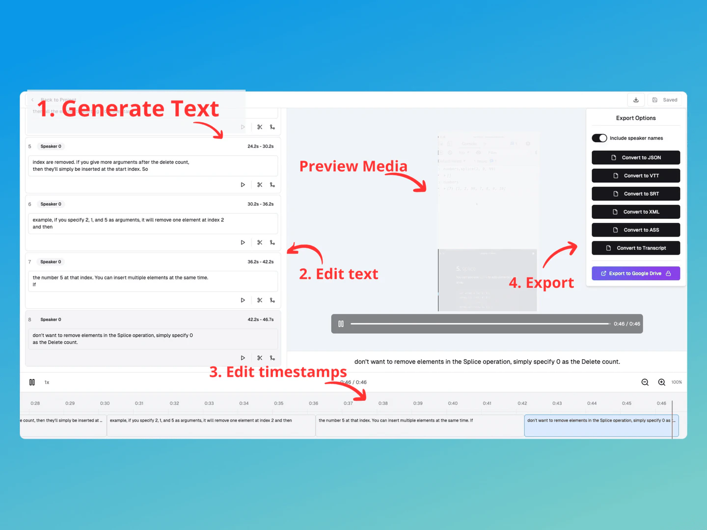 Supertranslate speech-to-text platform interface