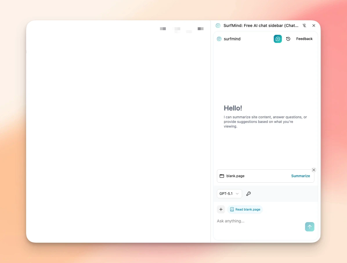 SurfMind AI-first sidebar demonstration