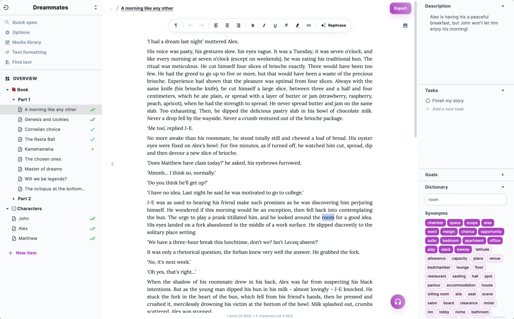 Talers writing application interface overview