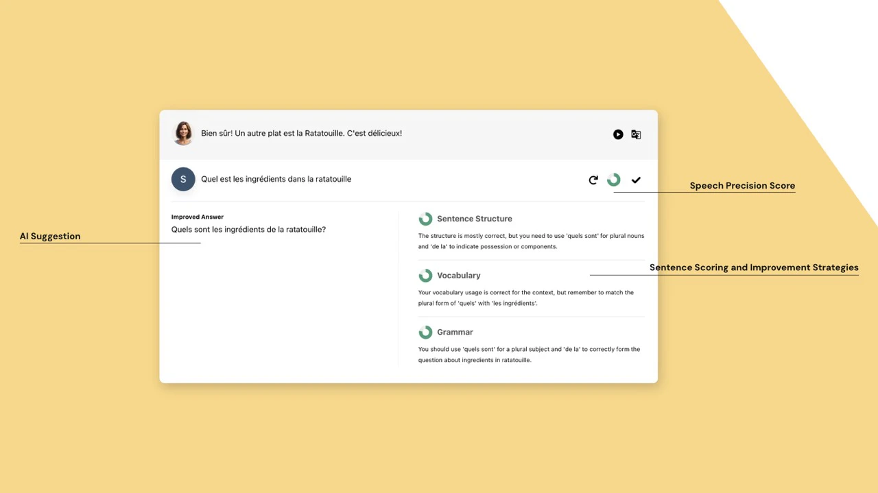 Talkio AI actionable feedback feature demonstration