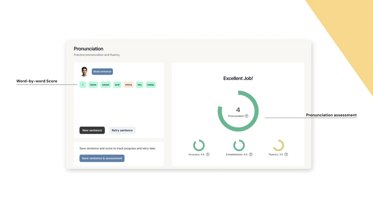 Pronunciation practice feature in Talkio AI