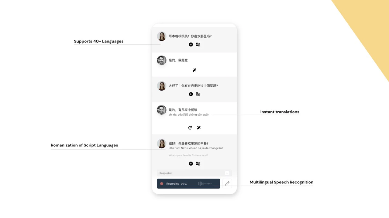 Talkio AI use case example demonstrating multilingual speech recognition