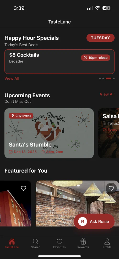 TasteLanc use case example for events and happy hours