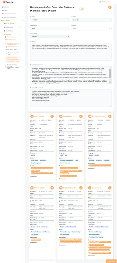 TeamifAI real application scenario