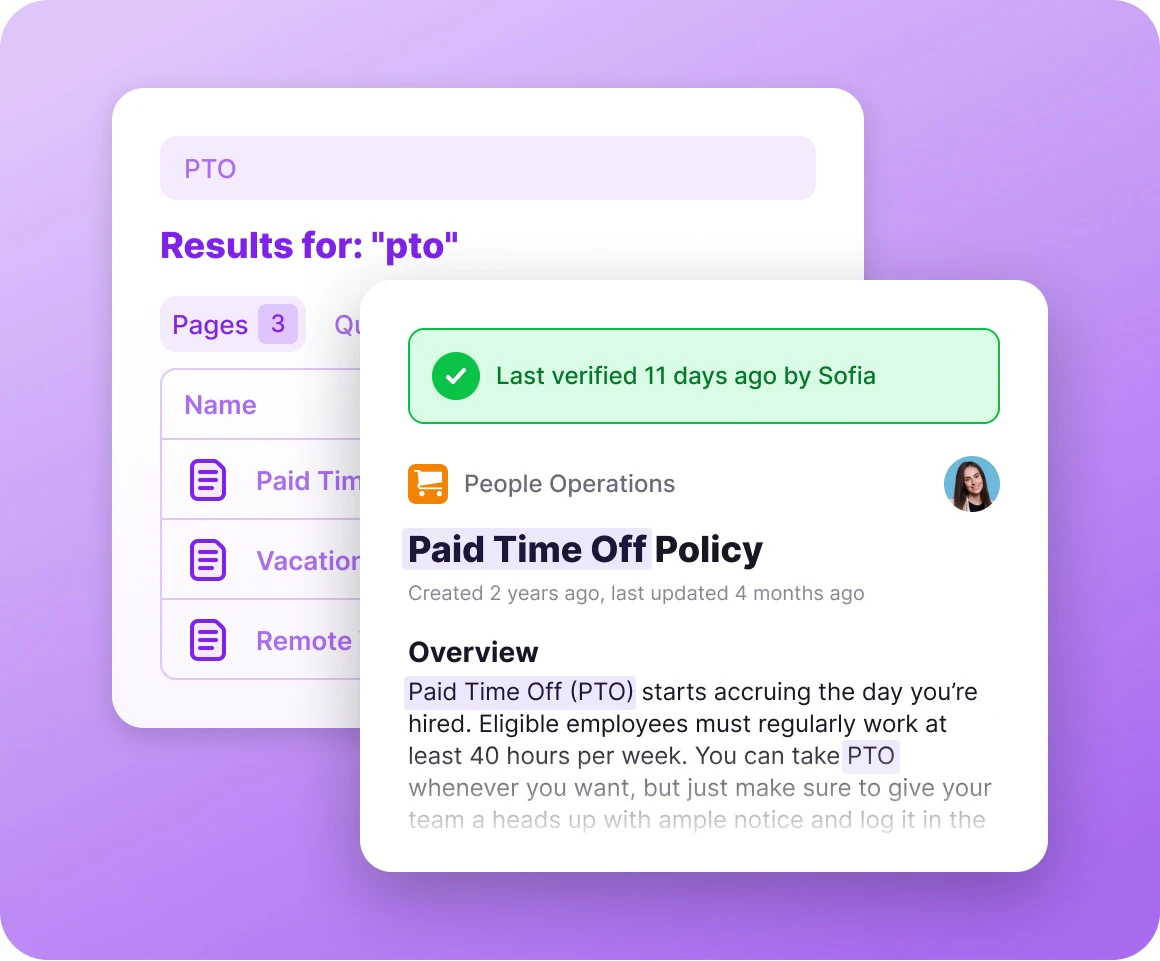Tettra knowledge management automation feature demonstration