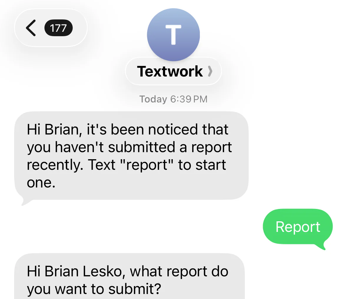 TextWork submission reminders dashboard