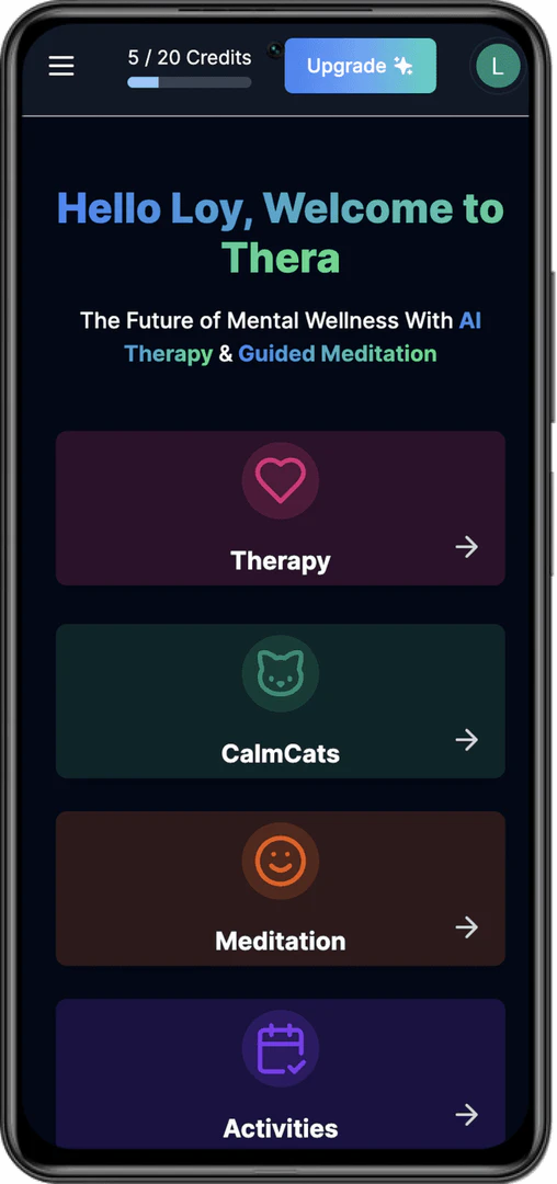 TheraMe AI product interface overview