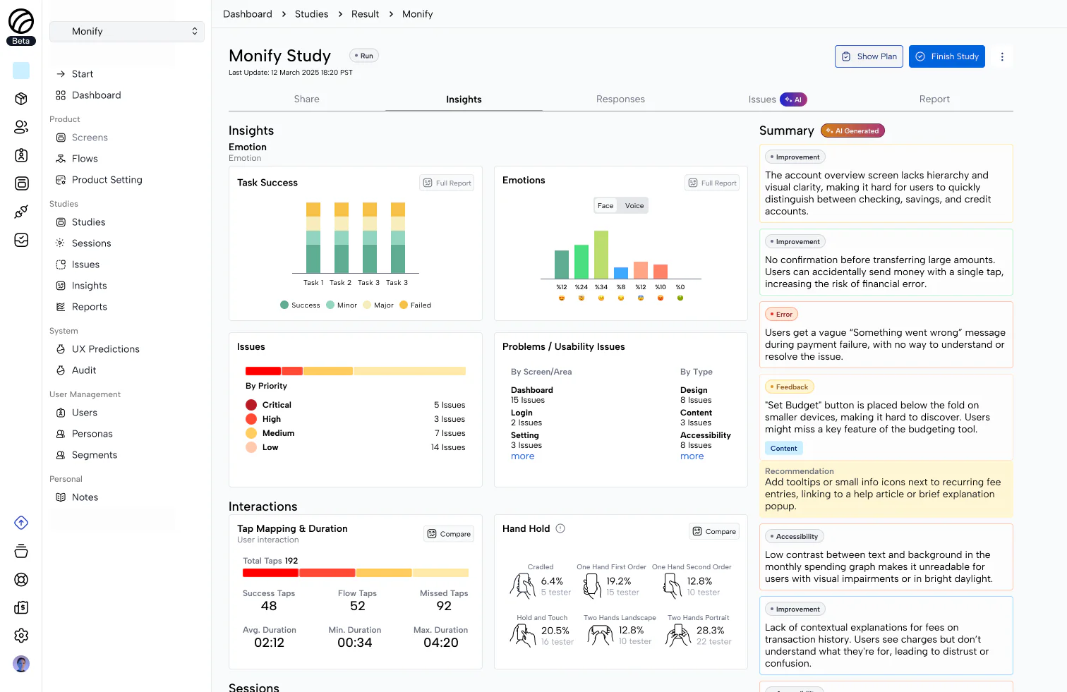 Thumbzoneai user testing interface overview