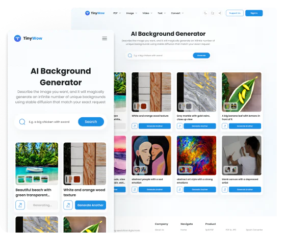 TinyWow AI Image Generator feature