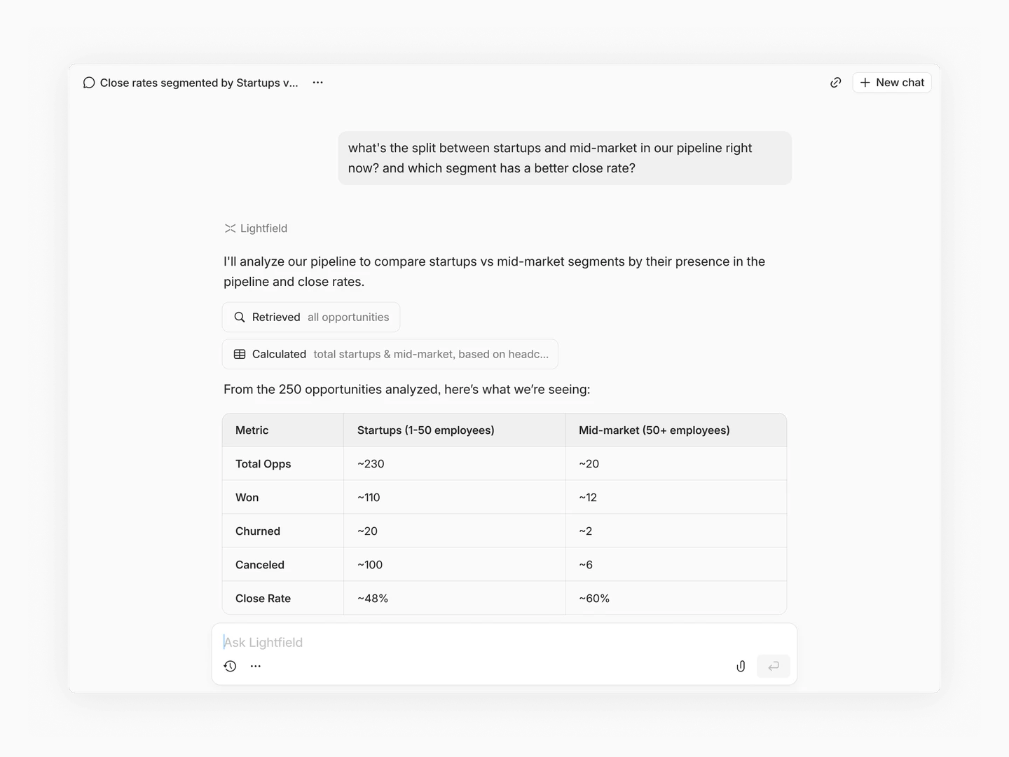 Lightfield CRM query interface