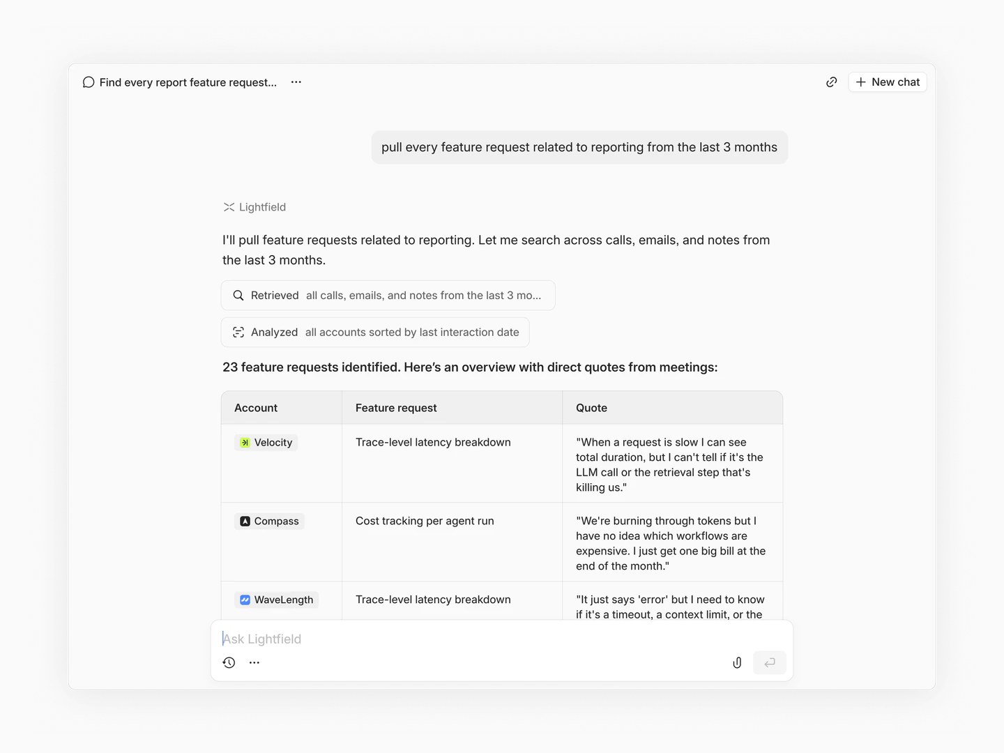 Lightfield CRM features demonstration