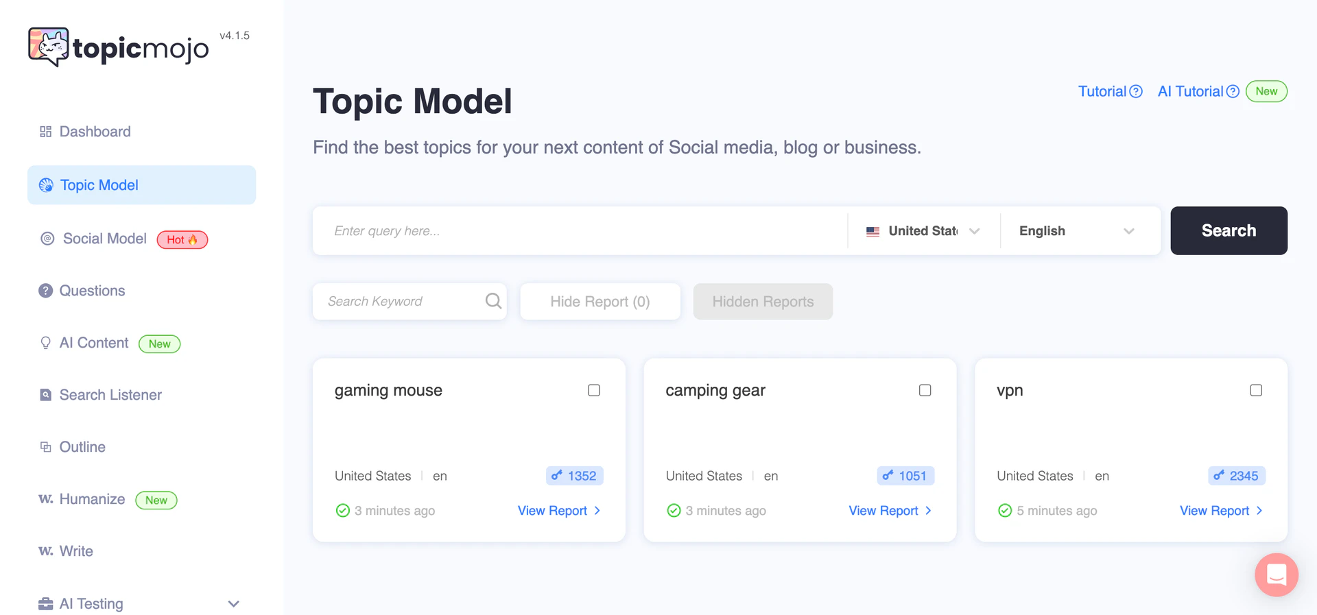Topicmojo main features demonstration