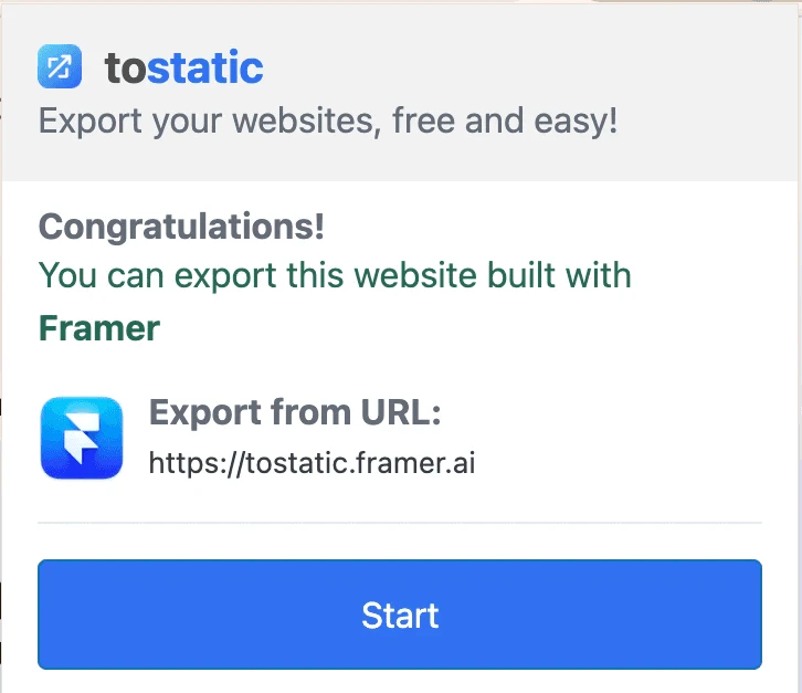 Tostatic feature demonstration showing export capabilities
