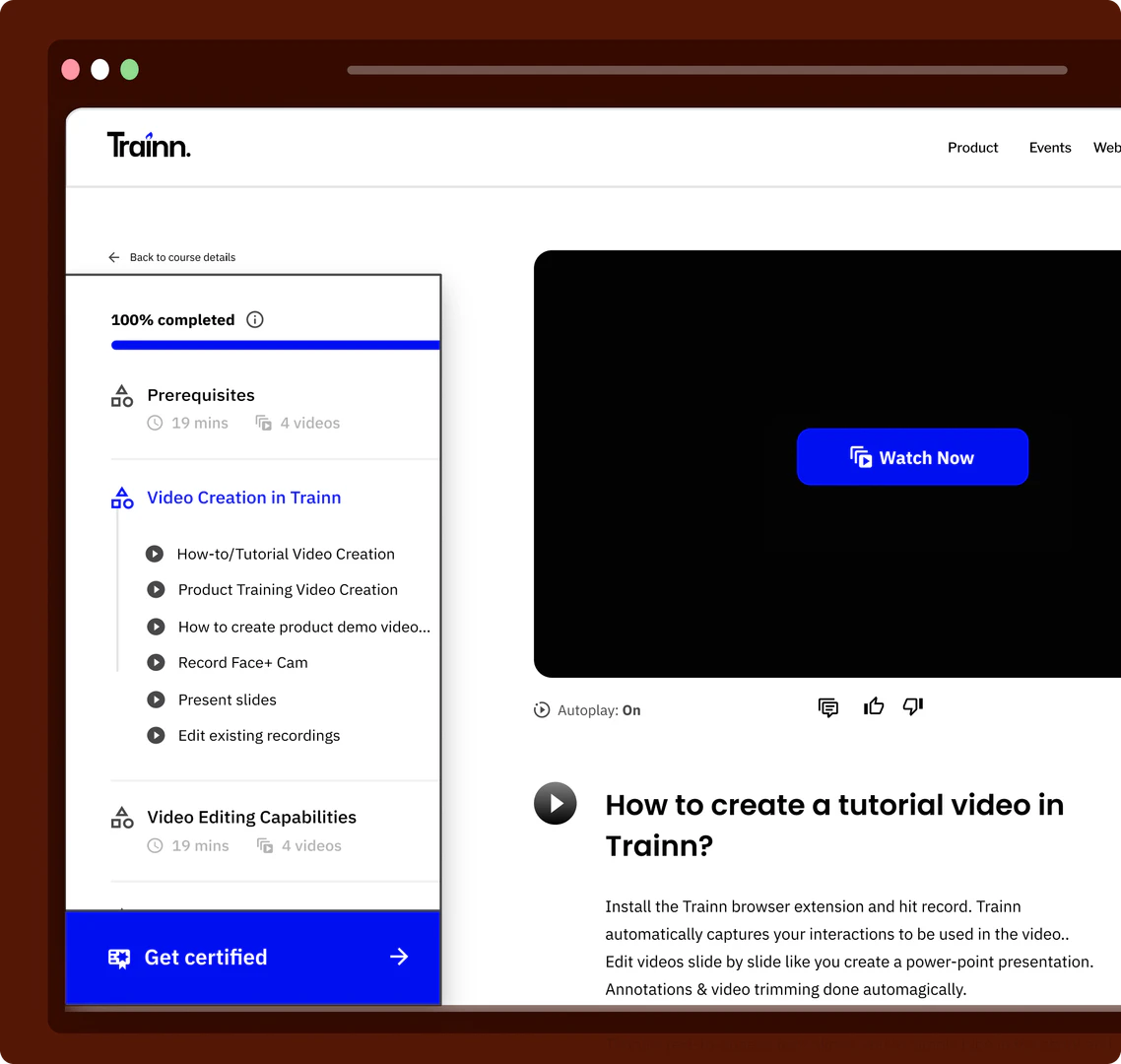 Trainn customer education platform overview