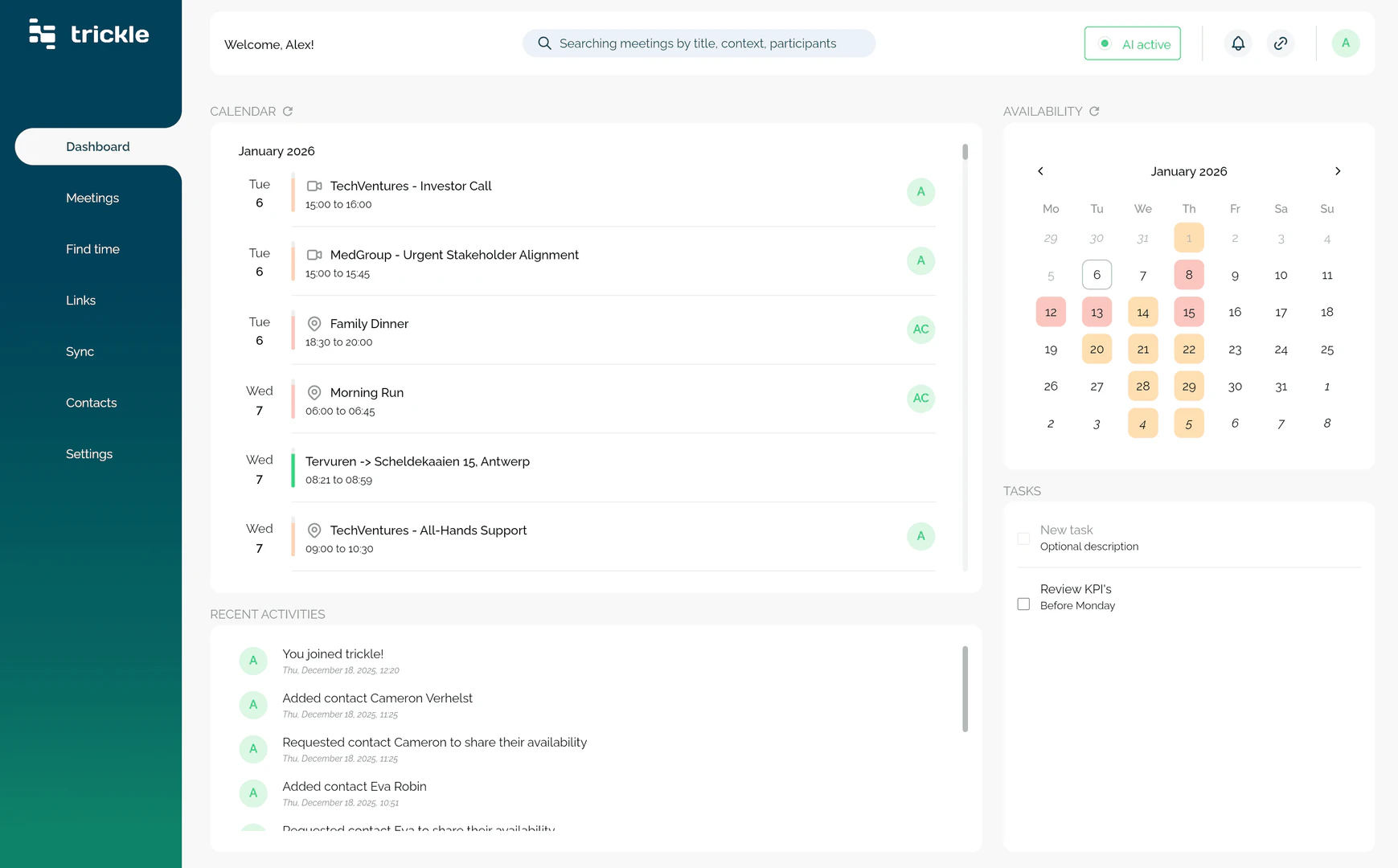 Trickleai product overview and dashboard