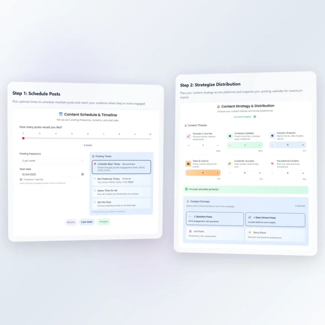 Trioramaai bulk LinkedIn content creator interface