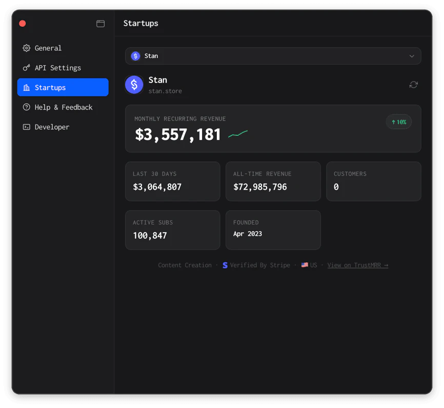 TrustBar startup window overview