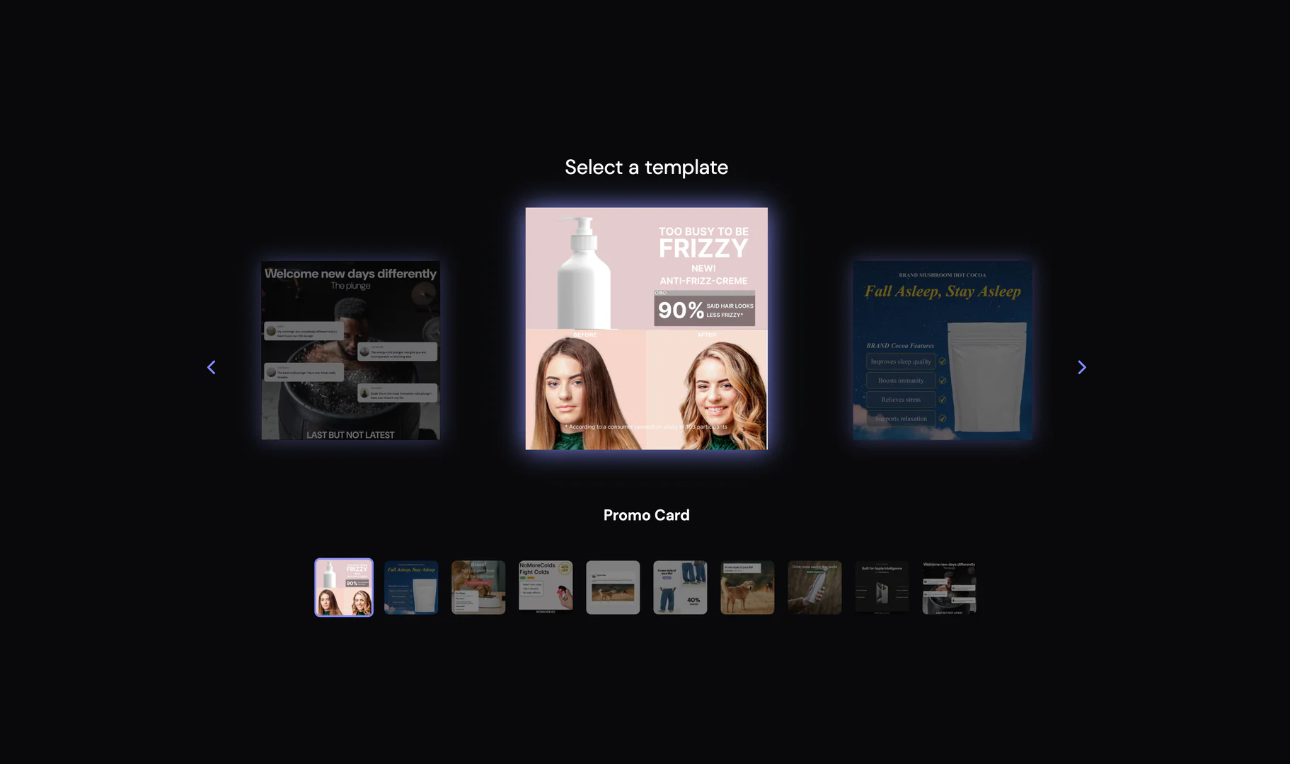 Tryaistudios usage step screenshot - Select template