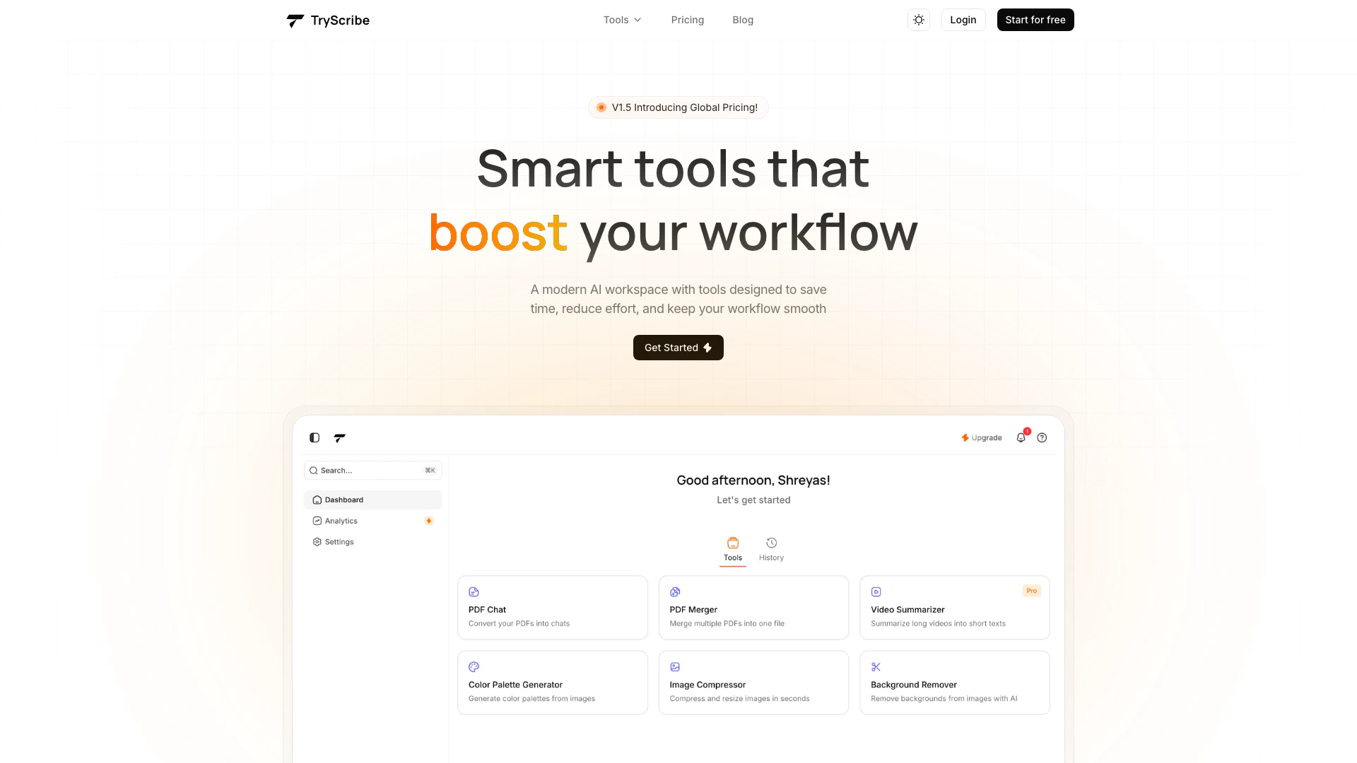 Tryscribe screenshot