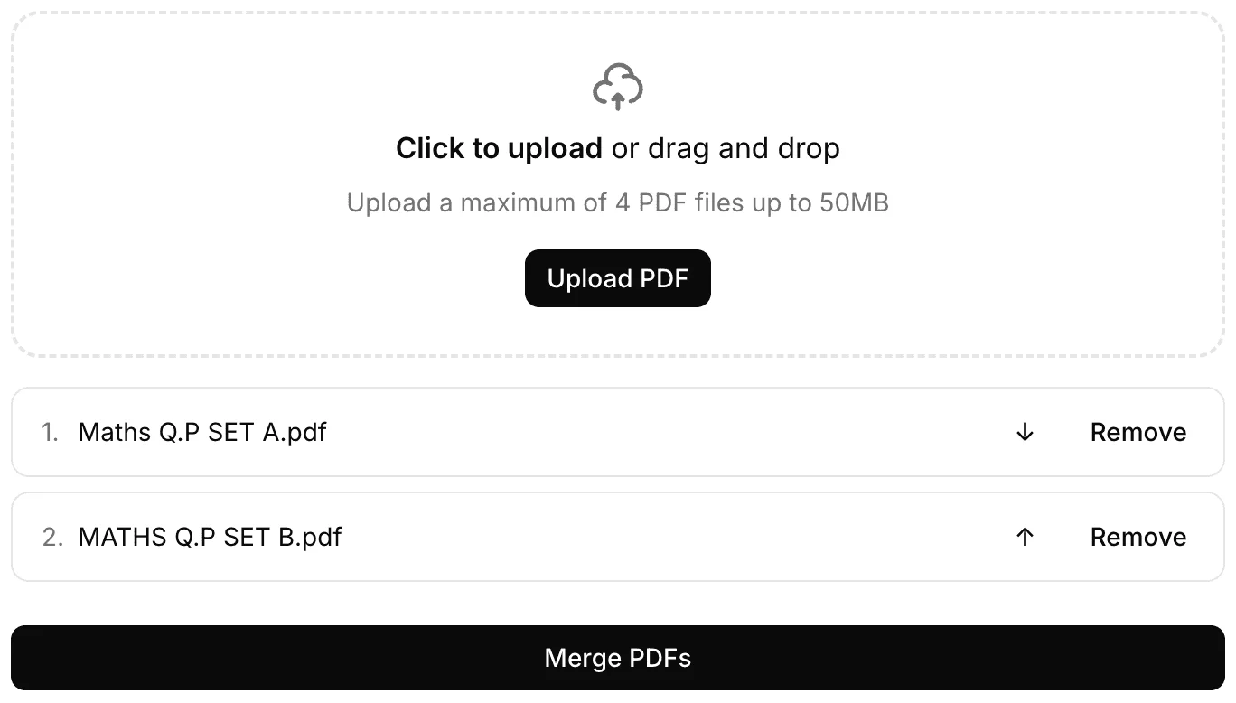 TryScribe PDF Merger interface