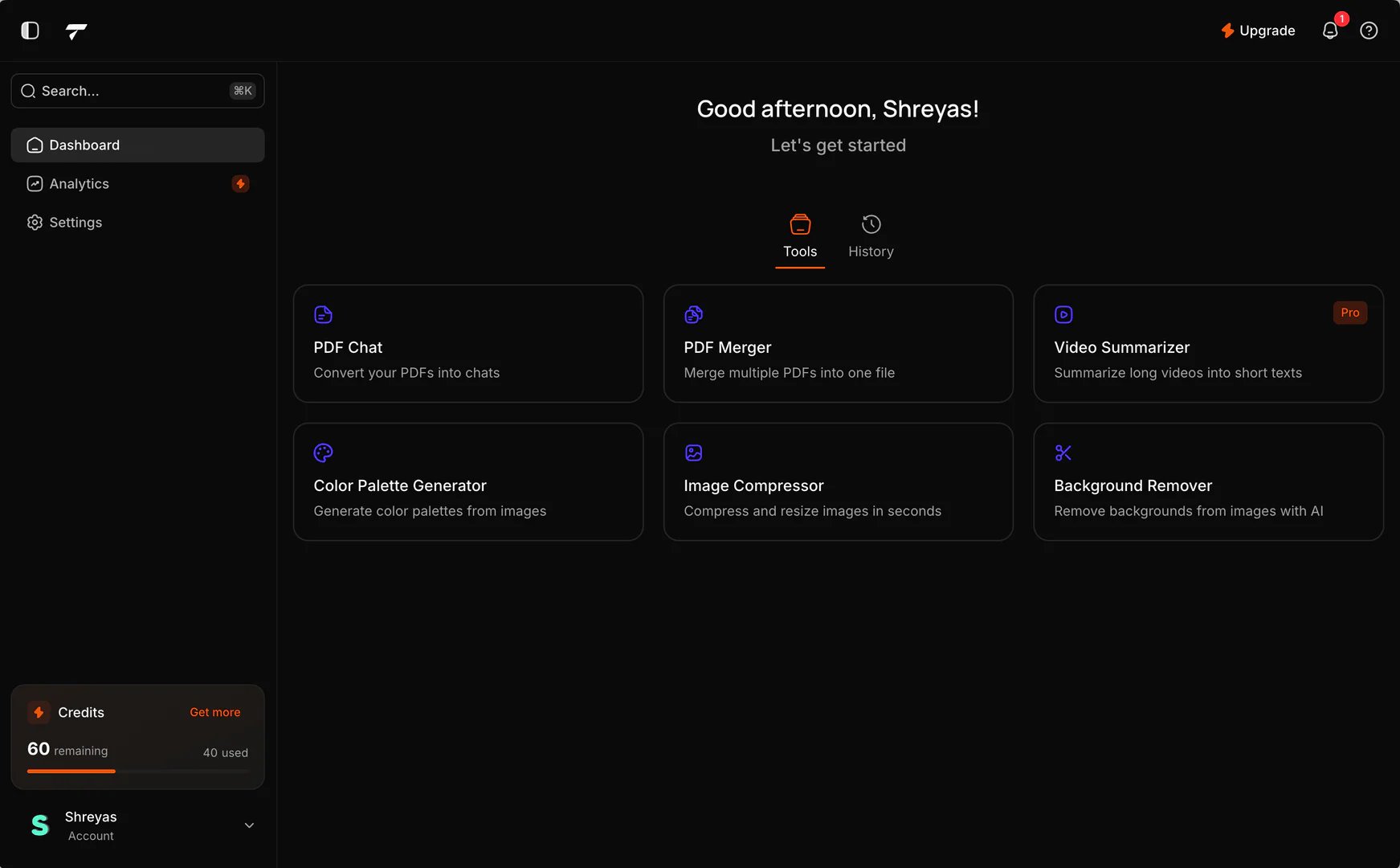 TryScribe dark mode dashboard interface