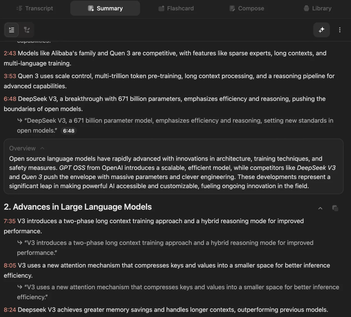 Using TubeMemo for video summaries