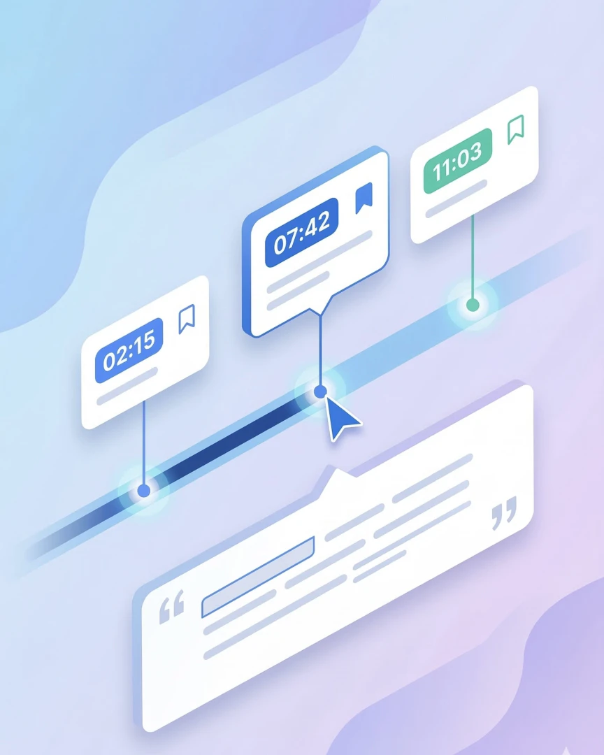 TubeNofy feature demonstration showing timestamped highlights