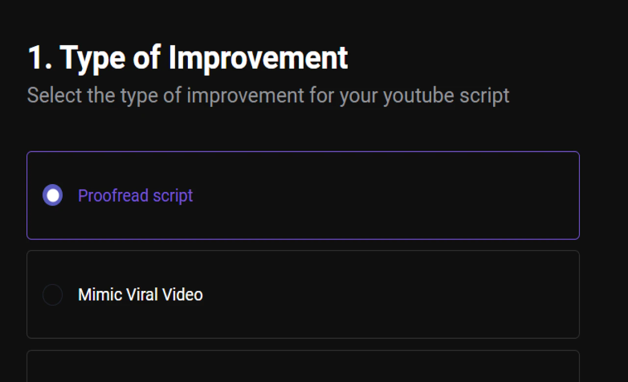 Tubeproai script generation interface