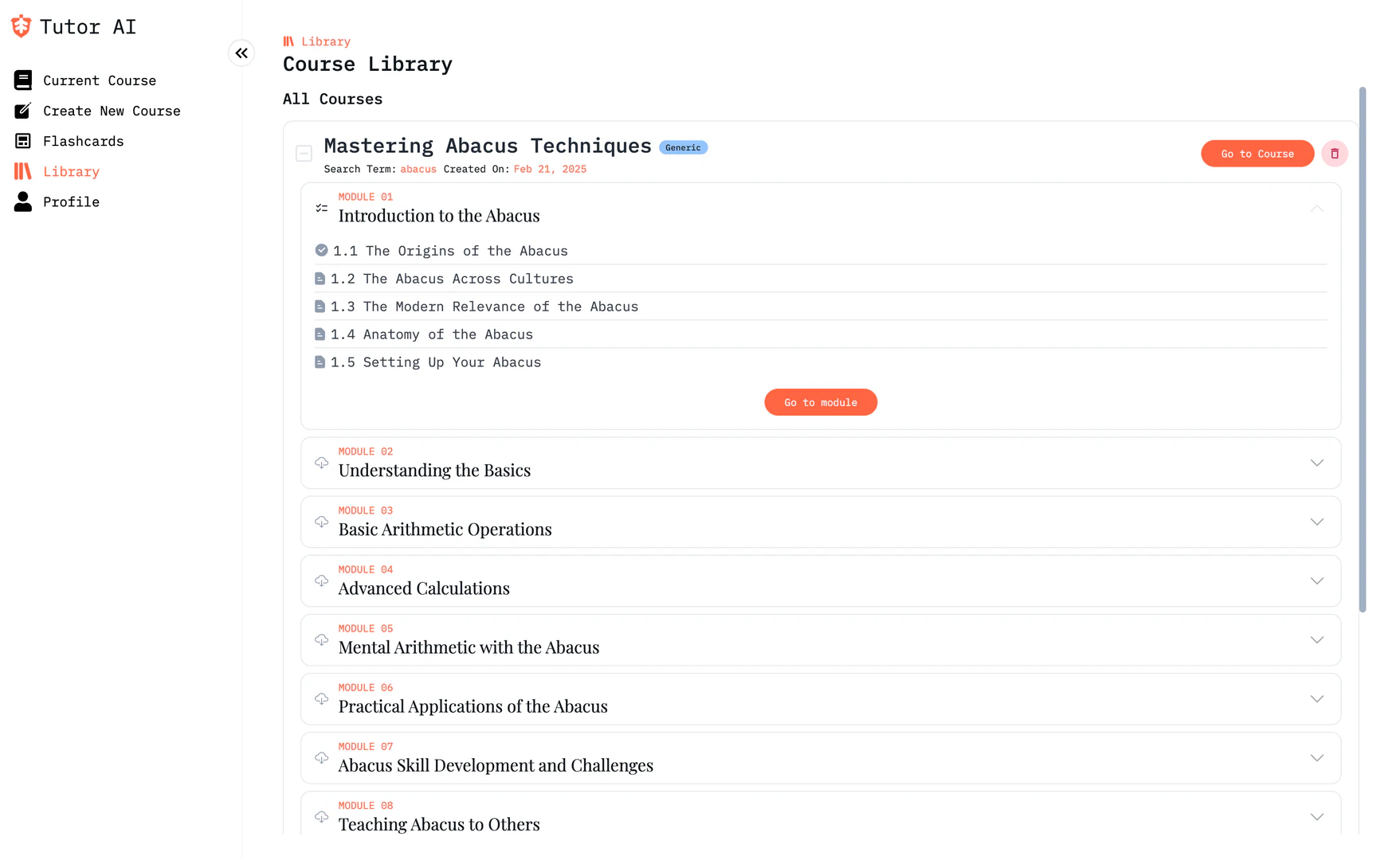 Tutorai product interface overview