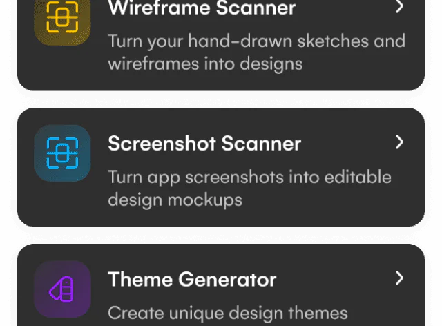 Uizard screenshot scanner feature