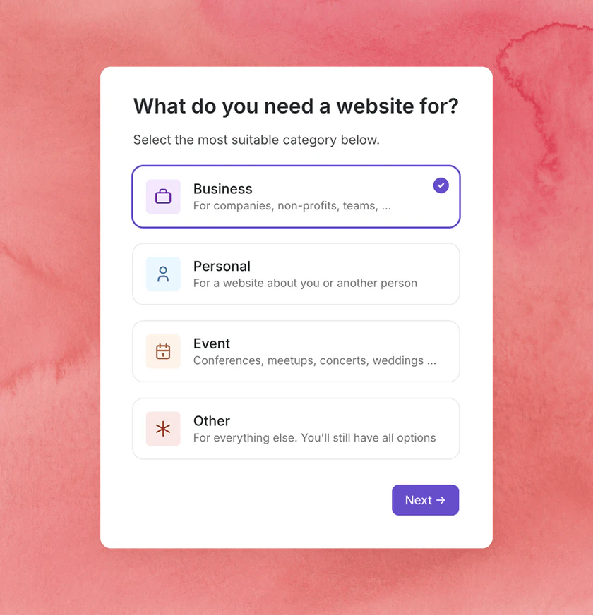 Umso website generator interface overview