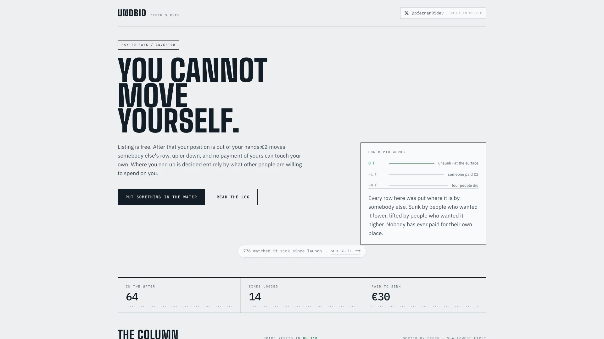 Undbid website screenshot showing List your product for free. After that y... interface and features