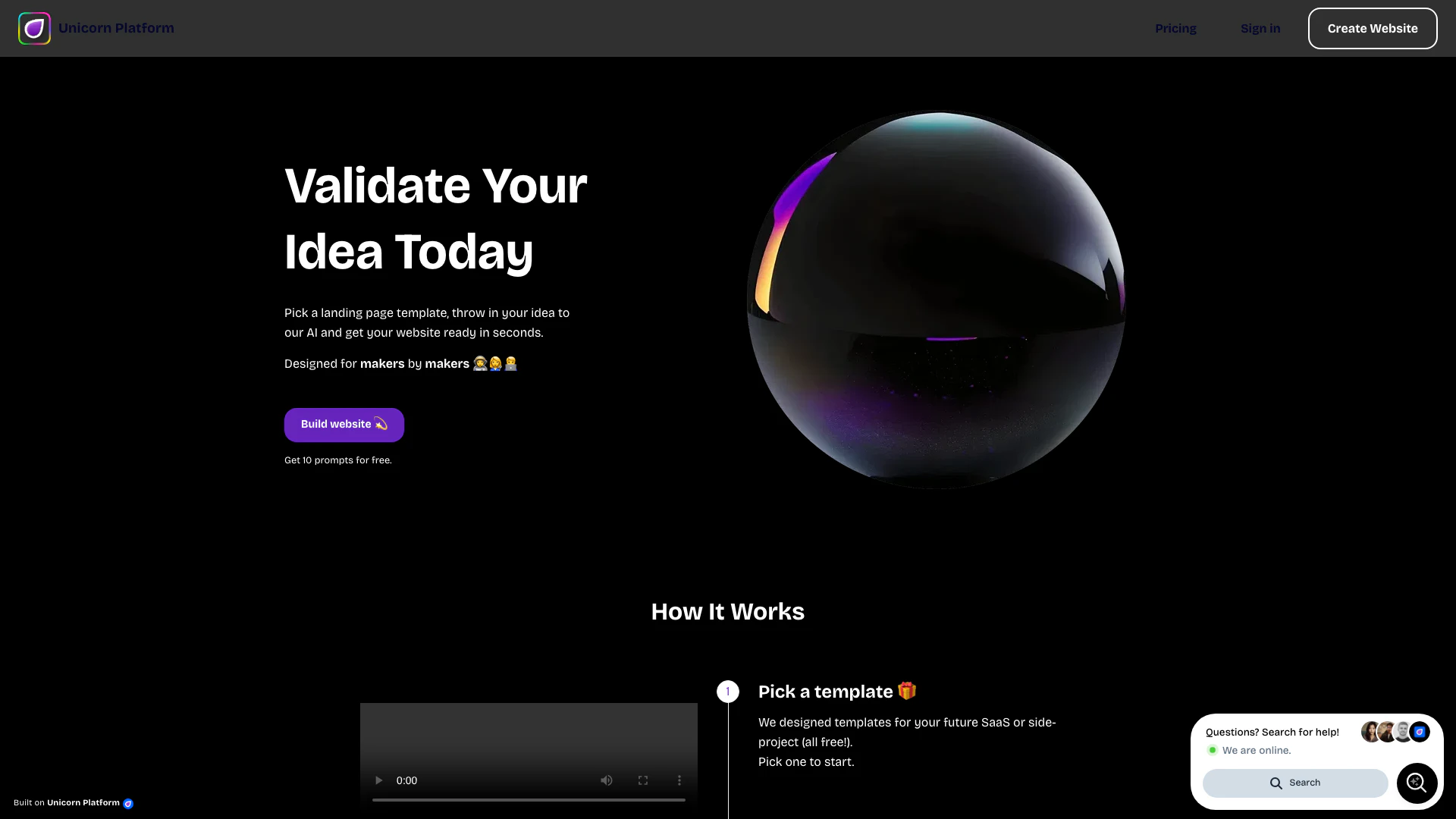 Unicornplatform screenshot