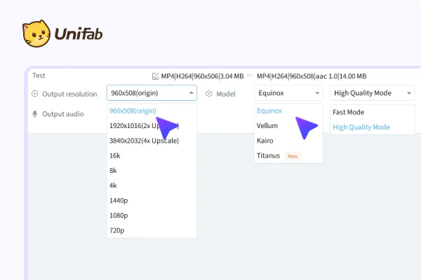 UniFab AI Video Enhancer choose model step