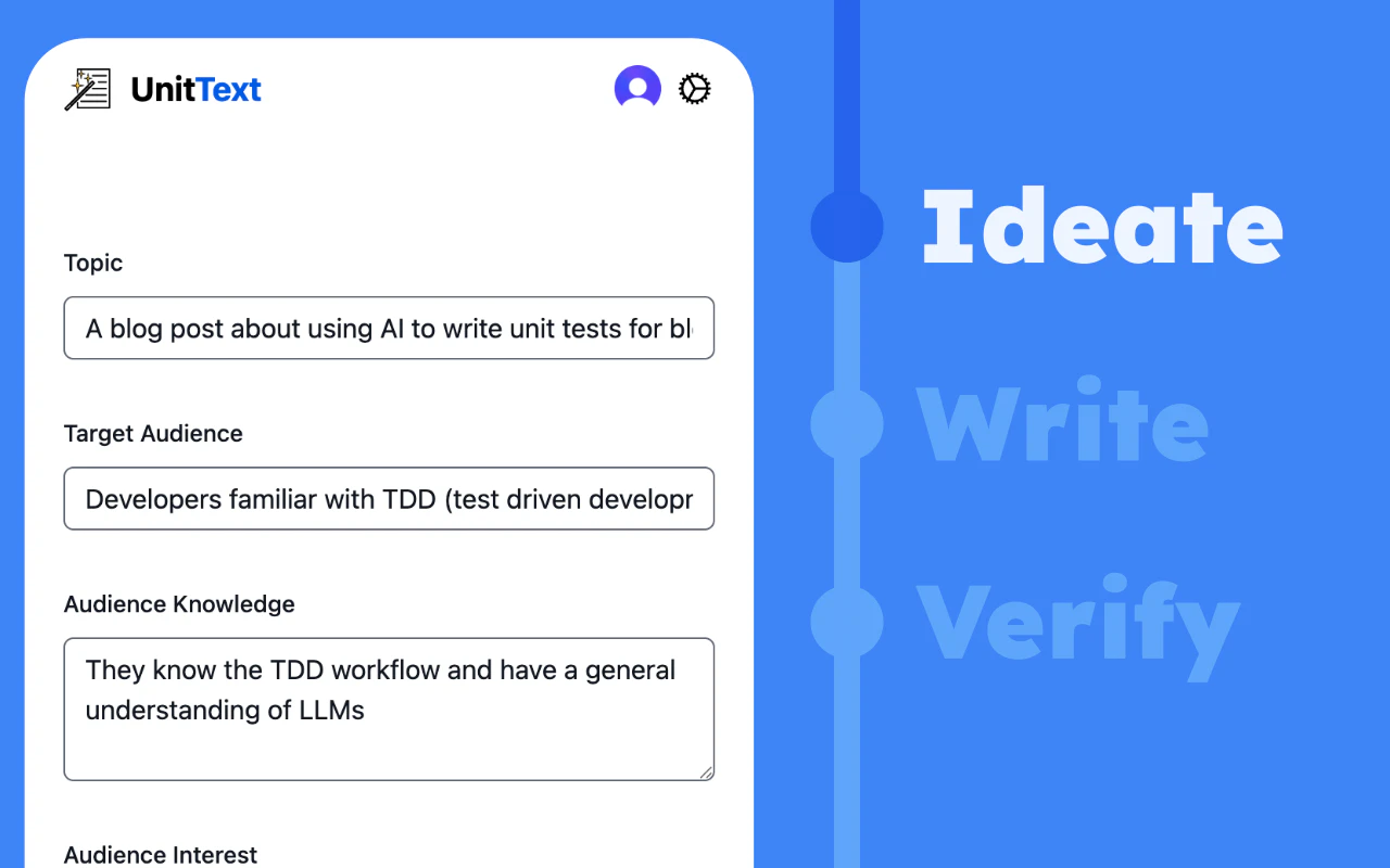 UnitText feature demonstration for ideation and writing